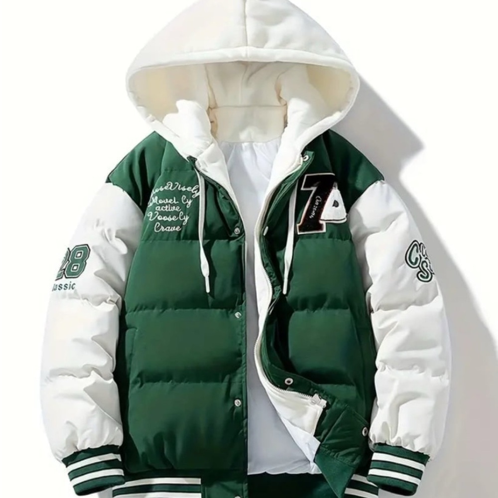 Mens puffer coat-casual men zip-up Jacket with pockets